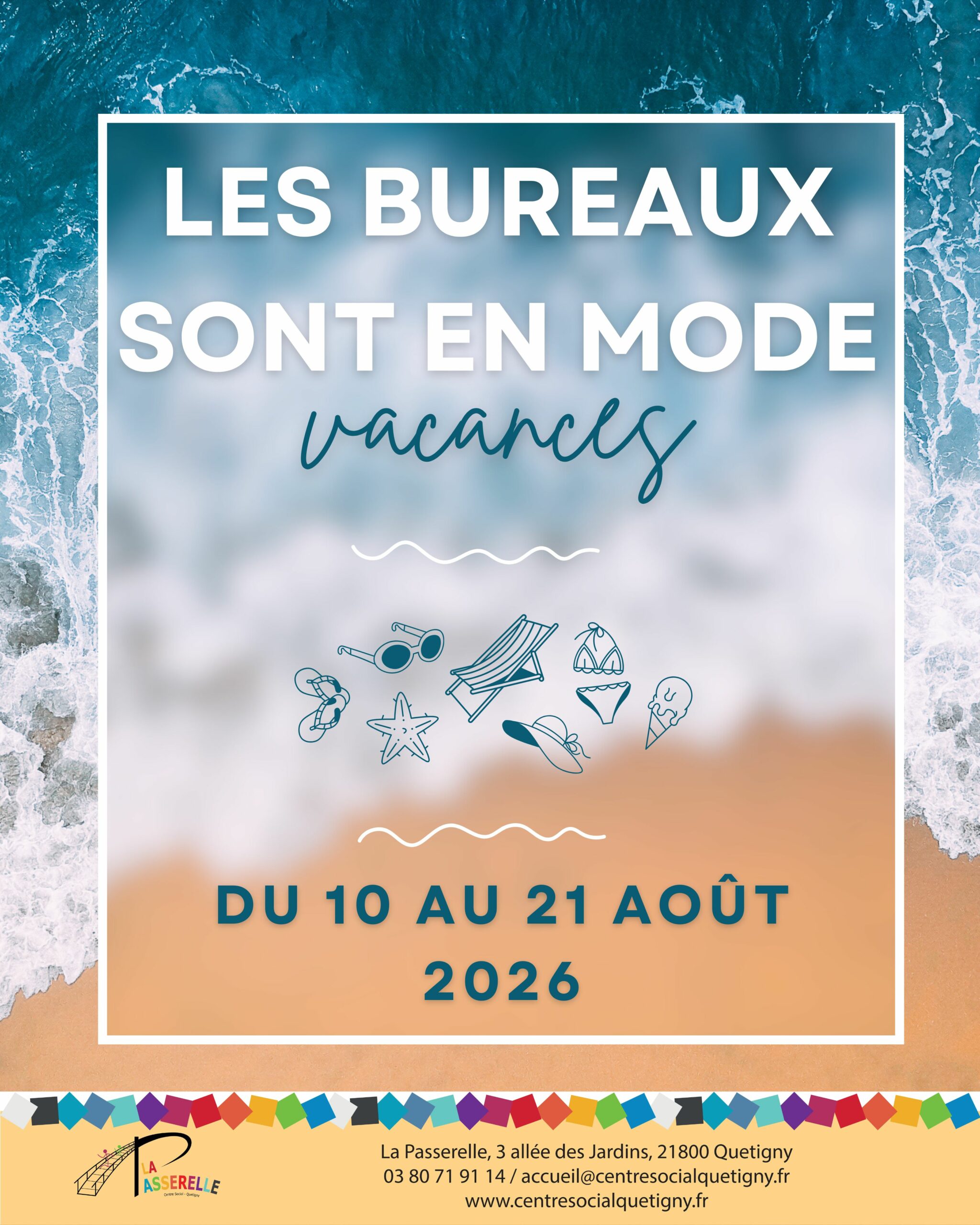 Publication Instagram Vacances Été Plage Sable Illustration Moderne Bleu Blanc